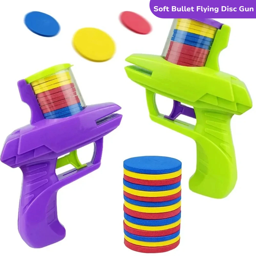 ปืนยิงจานโฟมสำหรับเด็ก เล่นกลางแจ้ง ของเล่นยิงจาน ปืนยิงจานคู่ ของเล่นเด็กแบบมีปฏิสัมพันธ์ระหว่างพ่อแม่ลูก