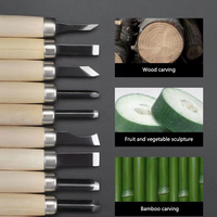 12pcs Wood Carving Chisels Set For Basic Cutting & Detailed Woodworking DIY Hand Tools Gouges Knife Kit