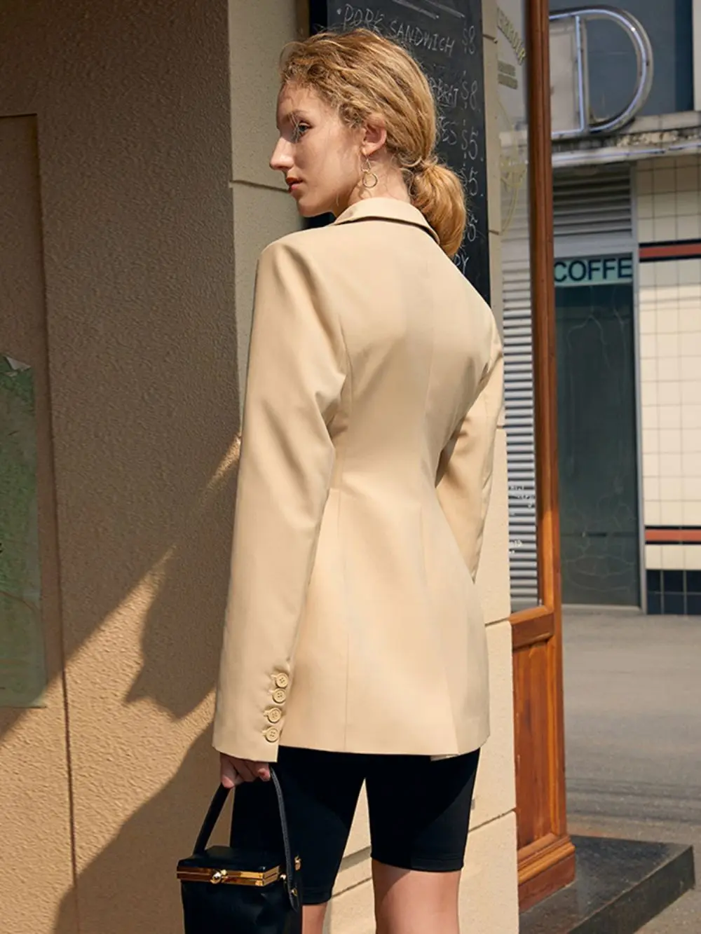 2023 New Slim Minimalist Blazer For Women Lapel Collar Office Ladies Coat Long Sleeve Solid Color Single Breasted Female Jacket