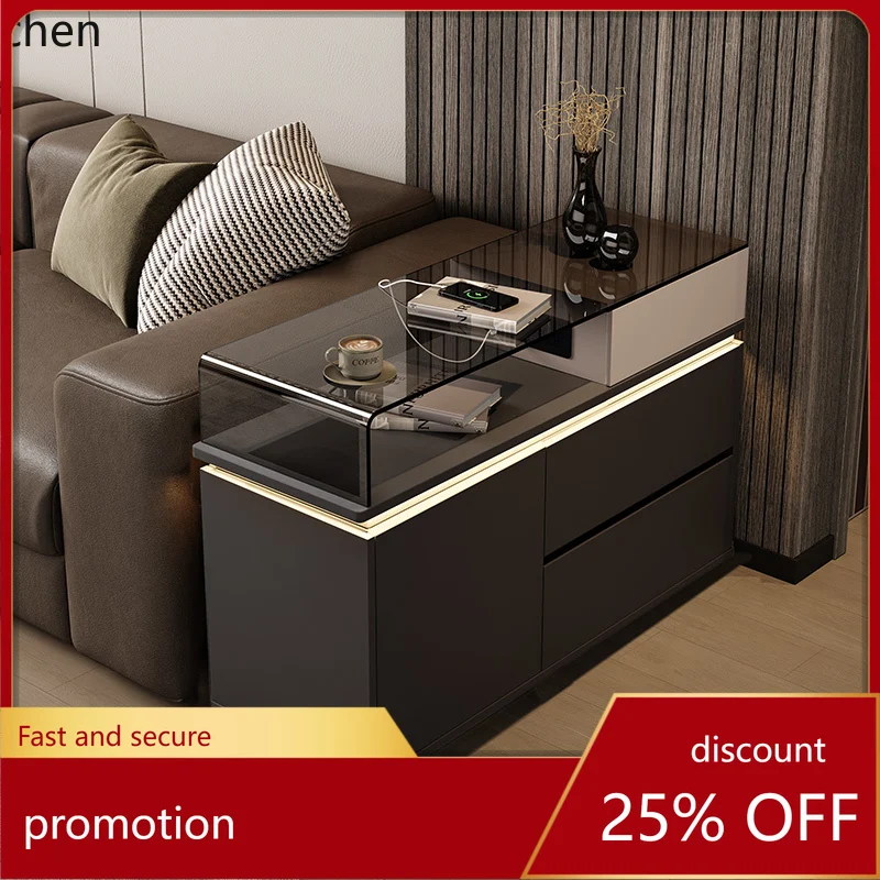 HXL – armoire d'appoint de canapé légère et créative, table d'appoint de luxe haut de gamme, petite table basse mobile en verre avec