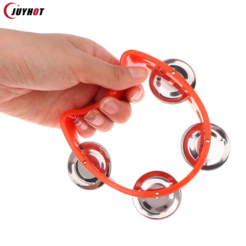 Kindergarten Hand-held Tambourine Metal Bells Plastic Rattle Ball Percussion For KTV Party Kids Game Musical Instrument Toy