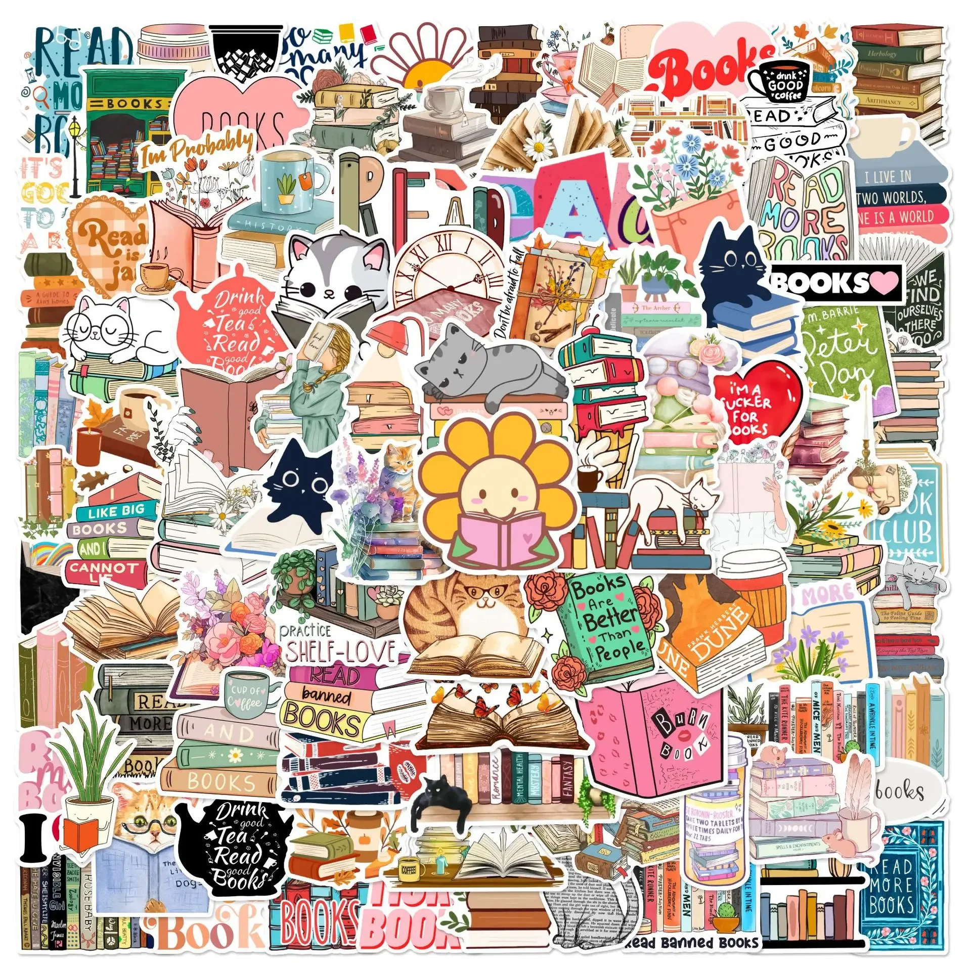 100Pcs Cute Cartoon Cross-border reading Stickers Graffiti for Scrapbook Laptop Phone Luggage Skateboard Decals Sticker Toy Gift