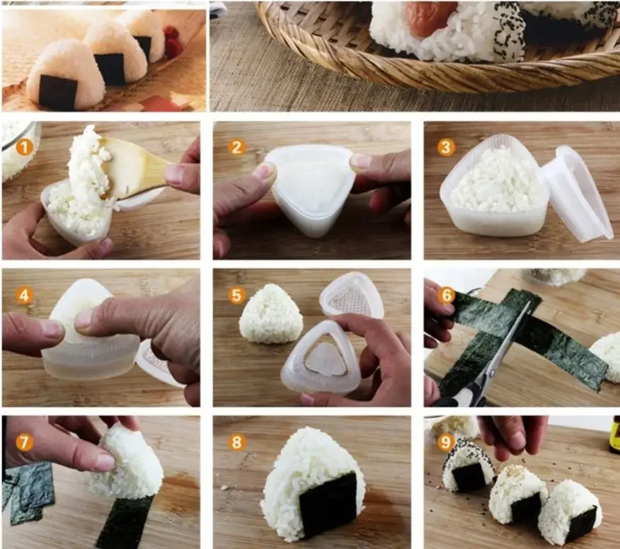 Küche Zubehör Sushi Form Dreieck Form Sushi Maschine Form Sushi Werkzeug Onigiri Reis Ball Bento Machinenori – Detail 10