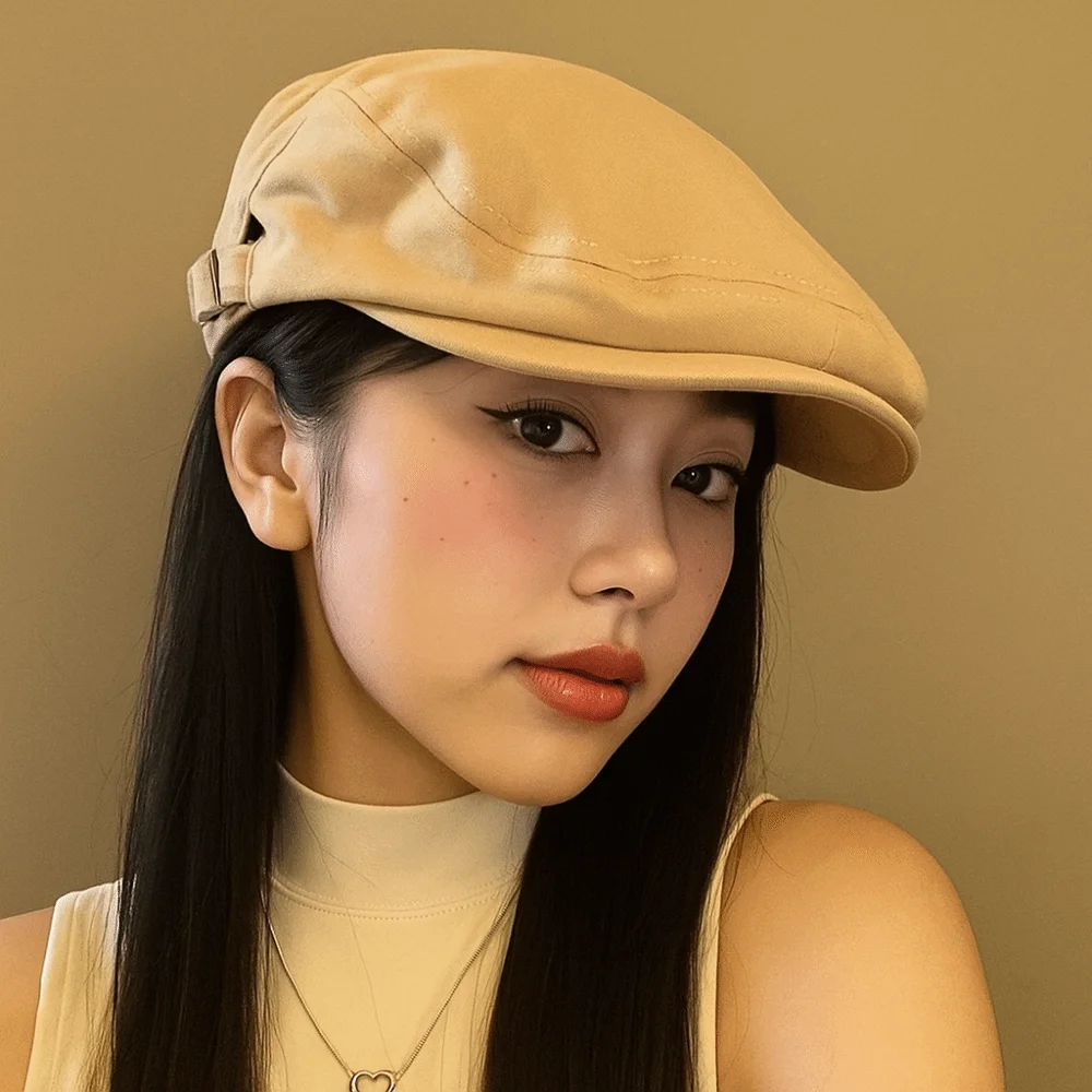 

Casual Cotton Letter Embroidery Beret Adjustable Y2k Forward Hat Korean Style Flat Newsboy Cap Men