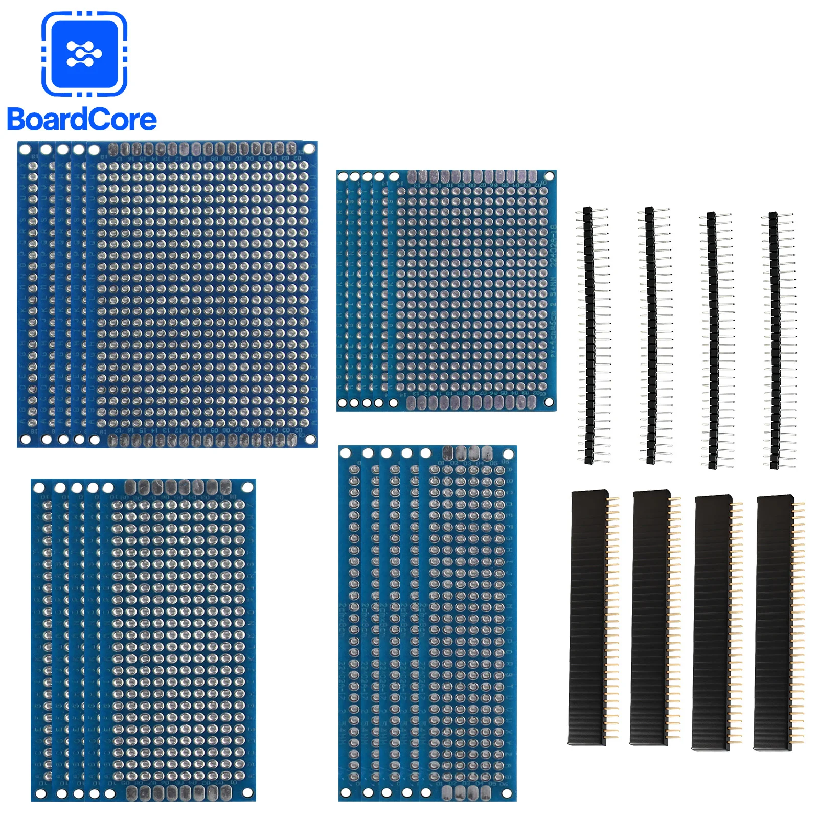 20PCS Double-Sided PCB Prototype Kit with 2.54mm 1x40Pin Sin
