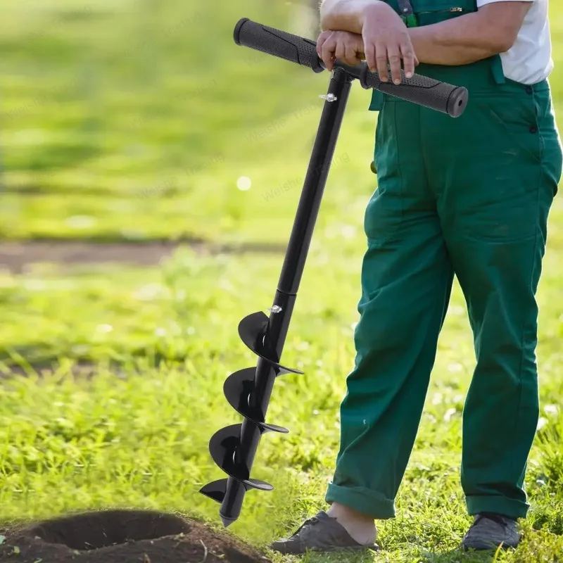T-shaped Post Hole Digger – Hand-held Earth Auger Drill with Non-Slip Handle for Garden