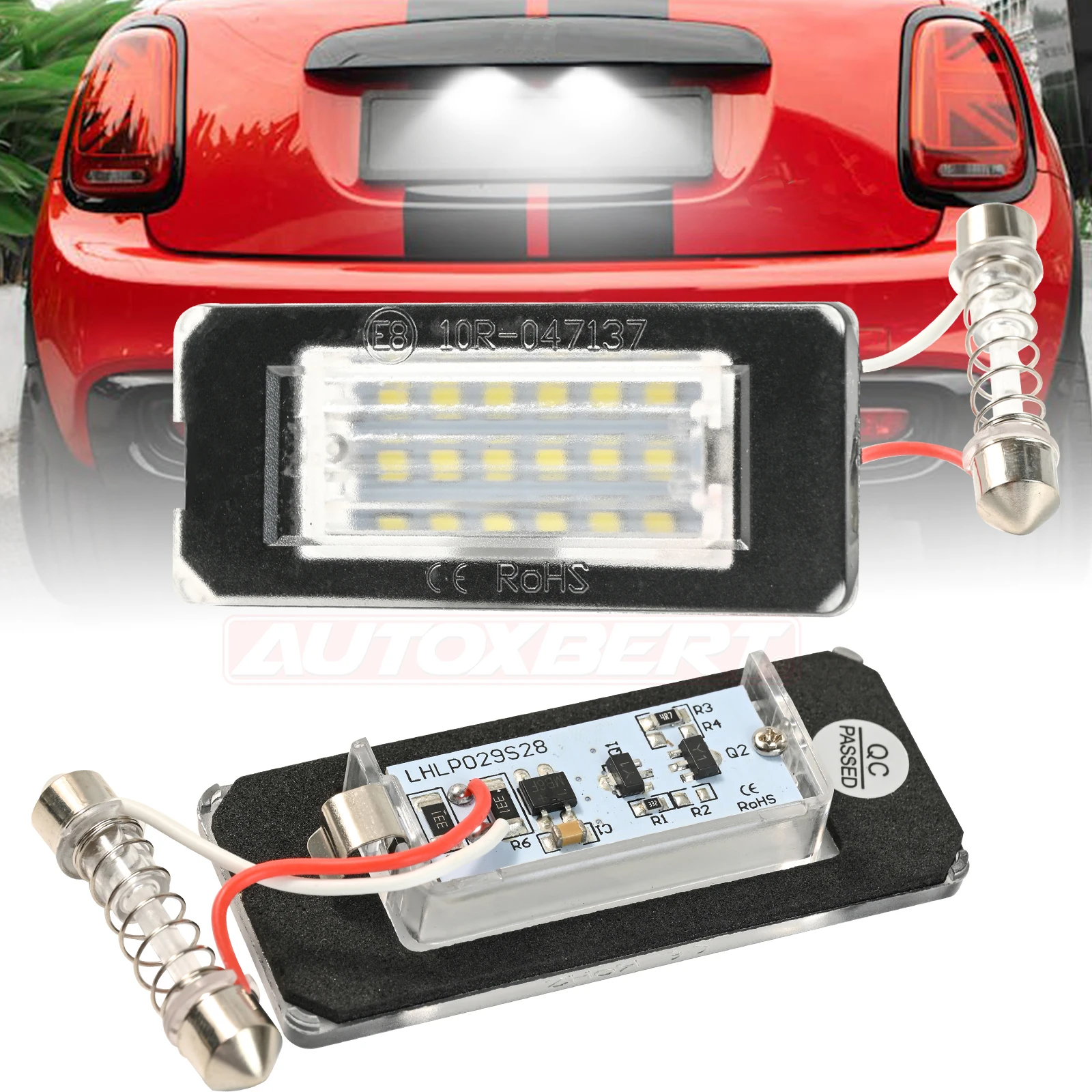 2Pcs LED Lights License Plate Light For Mini Cooper R56 R57 R58 R59 Built-In CAN-bus Resistor Error Free Waterproof 6000K White