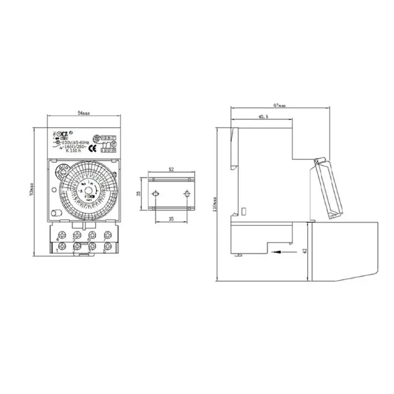 SUL181h Analog Timer Mechanical 24 Hour for Time Switch for Street Lamp, Staircase Lamp, Advertising Lamp Box Compact