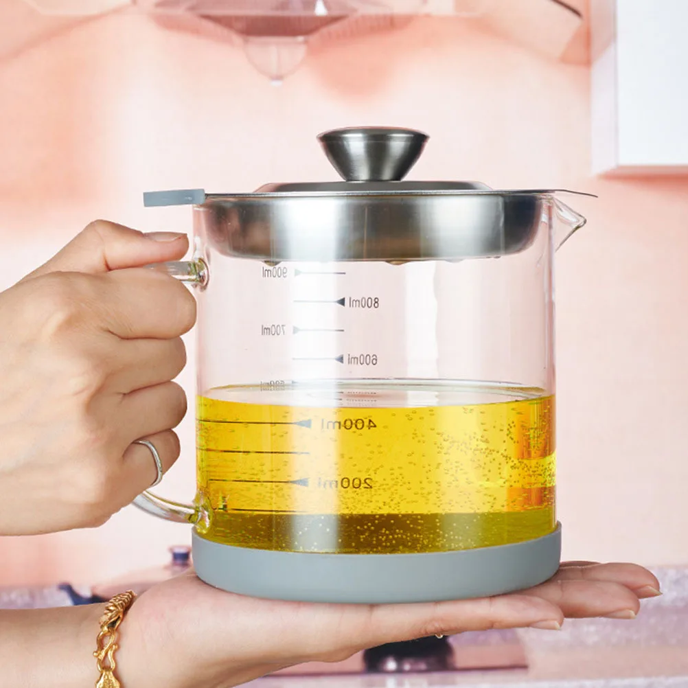 

Grease Container Oil Pot 1000ml Stainless Steel Oil Strainer Filter Grease Can Kitchen Bacon Fat Storage Ghee Container