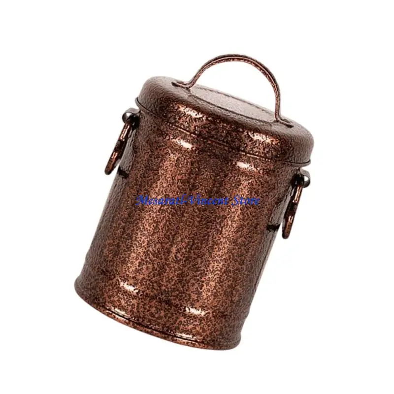A70F Portable Metal Bucket Shaped Ashtray Desktop Trash Can for Car Windproof Design Easy to Clean Heat Resistant view 4