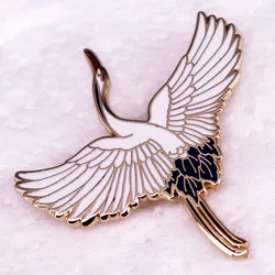 Flying Red-crowned Crane Bird Badge Enamel Pin Brooch Jewelry