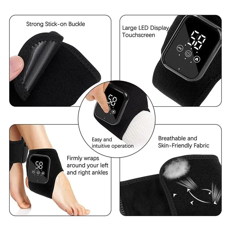 【أساسيات 】الرسغ المعصم التفاف دعم هدفين التدفئة الكهربائية حزام تدليك الكاحل 2 قطعة القدم الكاحل الحرس الفرقة الساخن ضغط Mas