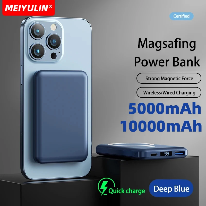 

10000mAh Mini Magnetic Wireless Power Bank Portable 5000mAh USB C PD 20W Fast Charger for iPhone Samsung Xiaom External Battery