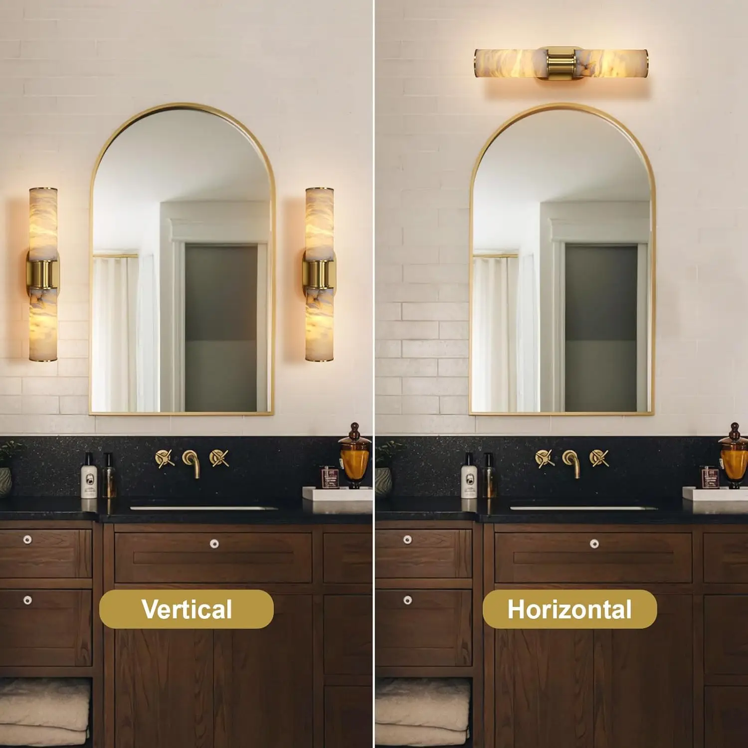 Dimmable Alabaster Wall Sconce Lamp Brass Wall Light Spanish Natural Marble Sconces Wall Lights For Bedroom Living Room Stairs