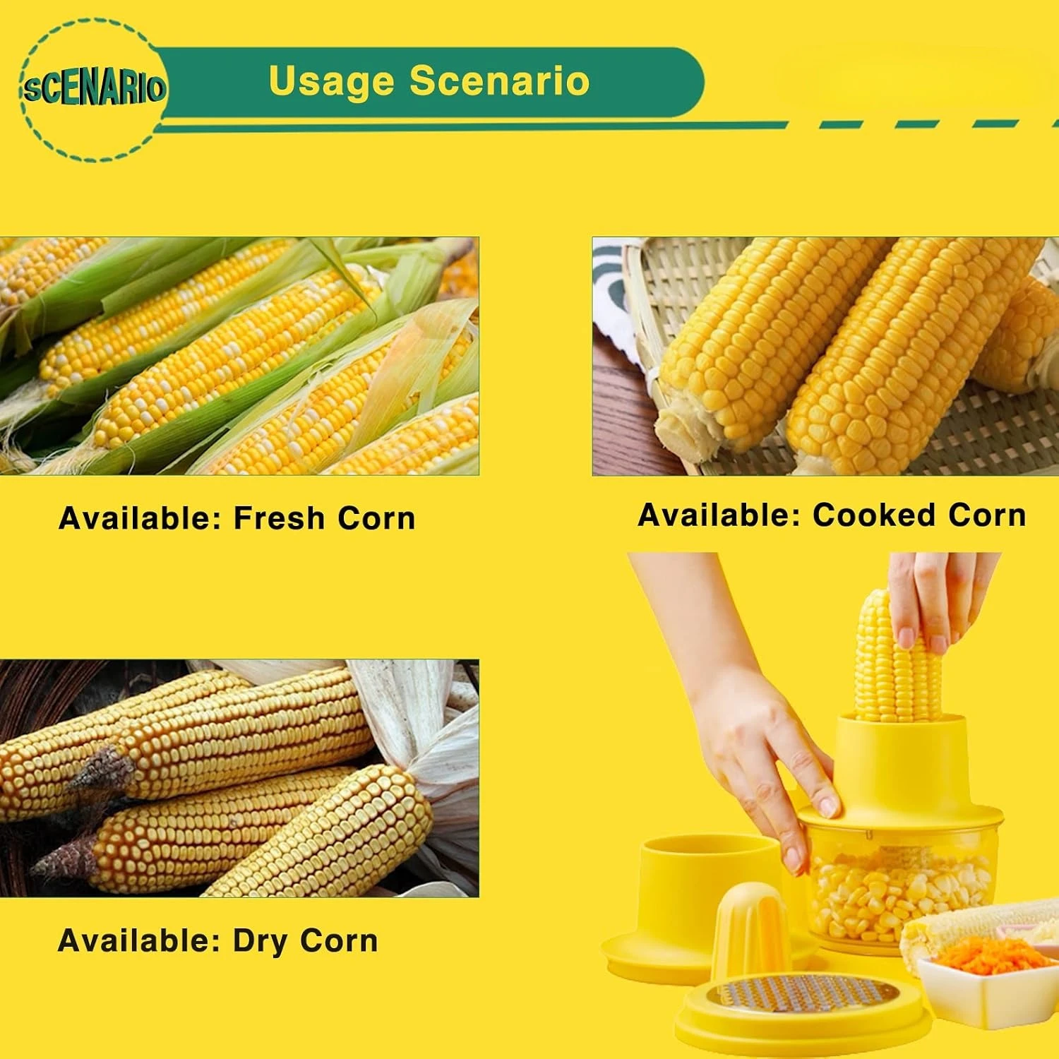 Corn Cob Stripper Tool, Corn Peeler for Corn on the Cob (Yellow)