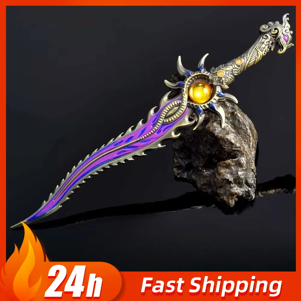28CM Naraka Bladepoint Manticore Tanden Zwaard Spel Randapparatuur Volledig Metalen Ambachtelijke Wapen Model Collectible Bureau Ornamenten Jongen speelgoed