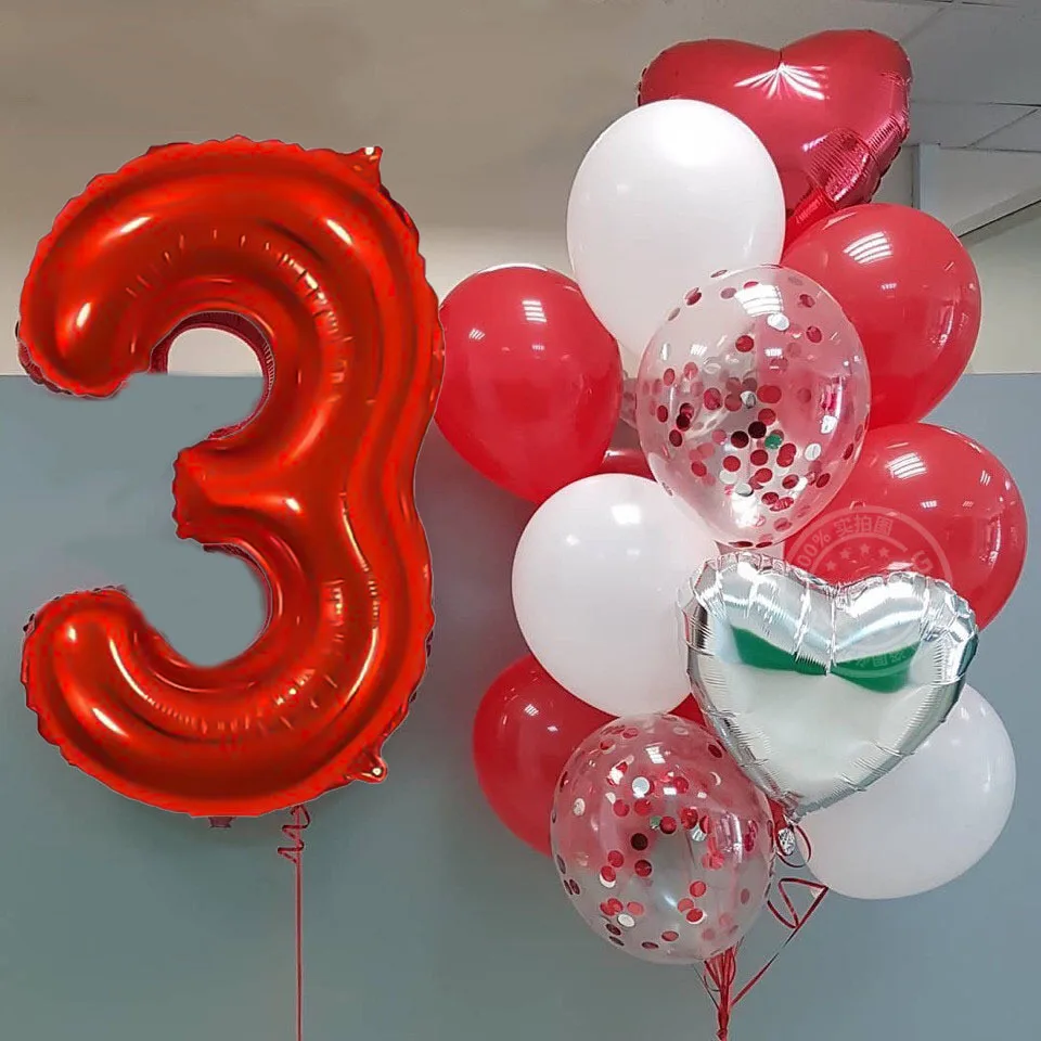 1 Pcs 40 inch US version slim big red number 0-9  foil balloon wedding birthday party decoration anniversary helium balloon