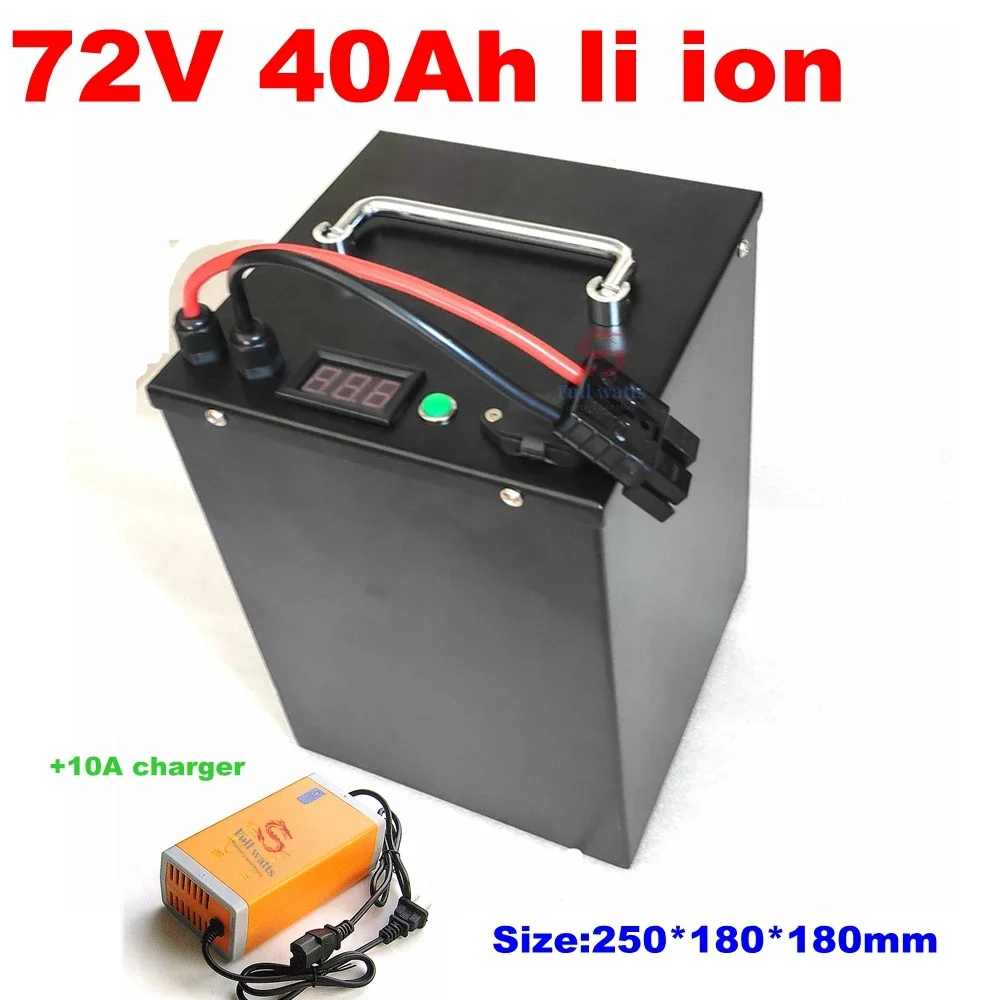 

lithium ion waterproof 72v 40Ah li-ion battery BMS for 4000w 3500w bicycle bike tricycle scooter Forklift +10A charger