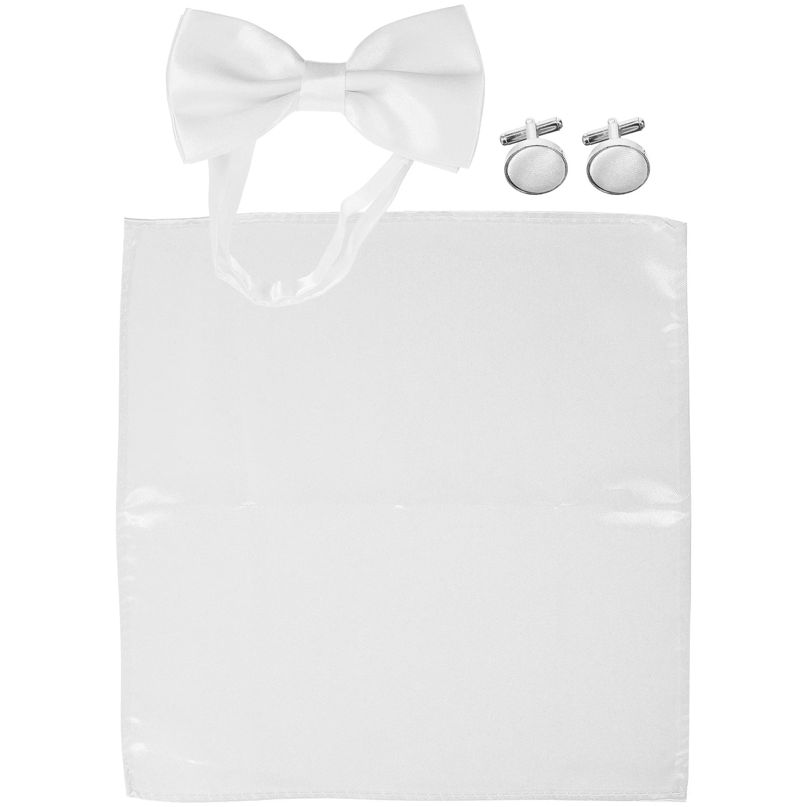 

1Set Men Bow Tie Handkerchief Cufflinks Pocket Square Groom Accessories for Wedding Prom Formal Business Suit Wearing