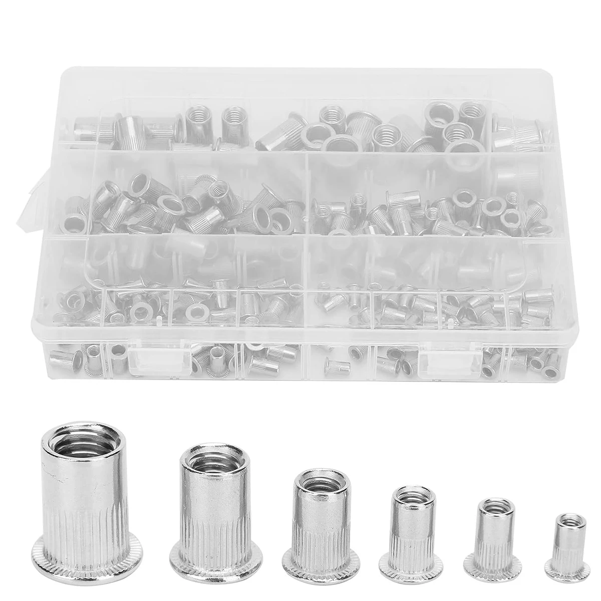 205 قطعة M3 M4 M5 M6 M8 M10 M12 برشام المكسرات شقة رئيس الخيوط إدراج Nutsert غطاء ل المبرشم الجوز بندقية الزنك مطلي الكربون الصلب #1