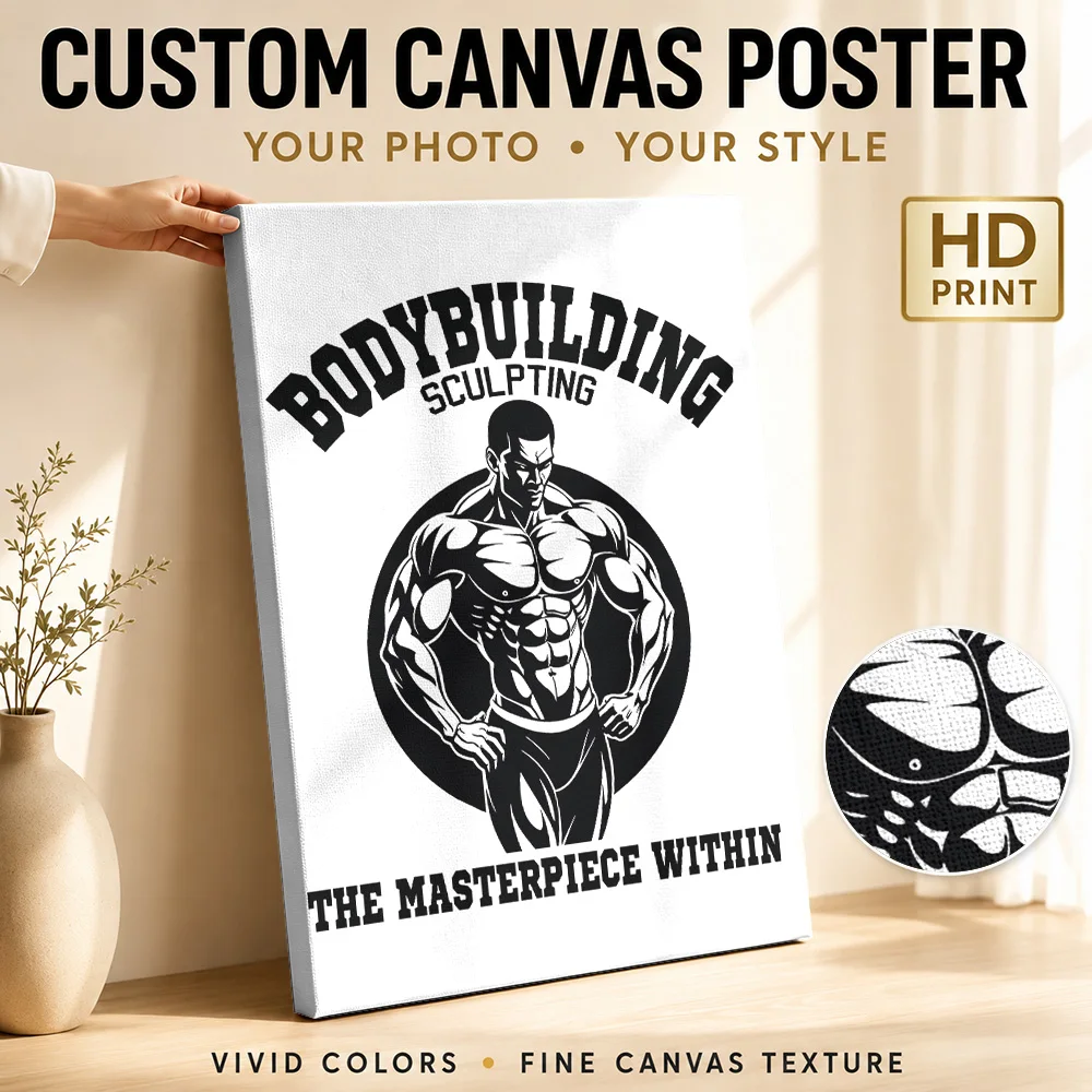 Bodybuilding Masterpiece Canvas Painting Poster Customized Photo Fitness Motivation Wall Art for Gym Decor Gift for Collectors