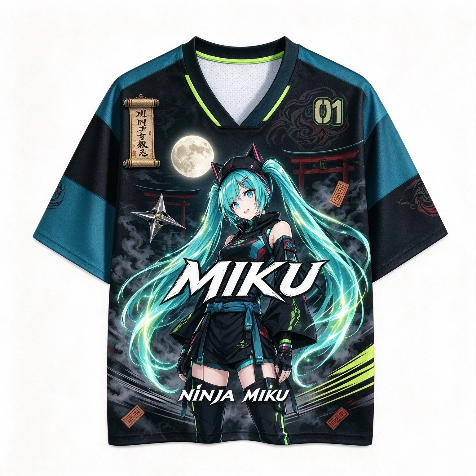 Parent Kid Matching Tees 2026 Hatsune Miku 01 Jersey 3D Print T-shirt Skin-friendly Breathable Family Matching Summer Tops