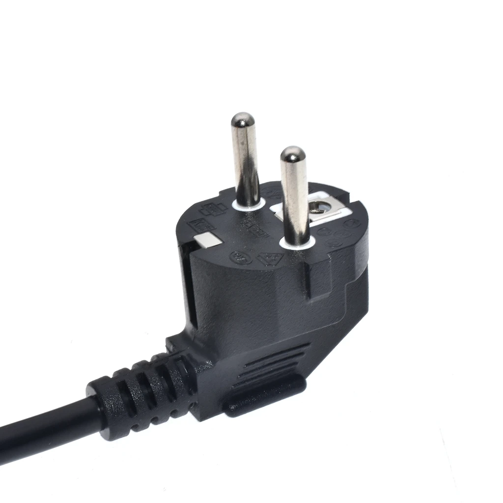 H05VV-F 3G 0.75mm Black AC Extension Cable Type E/F Germany European Male Plug Replacement open end power cord