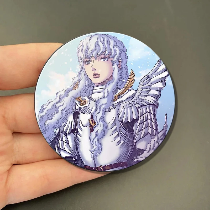 58mm Anime Berserk Enamel Pins Black and White Handmade Brooch Cartoon Cosplay Badge on Backpack Jewelry Accessories Gifts