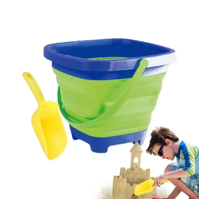 Collapsible Basket Buckets Sand Buckets For Kids With Shovel Foldable Bucket Collapsible Bucket For Kids Toddlers Beach Toys