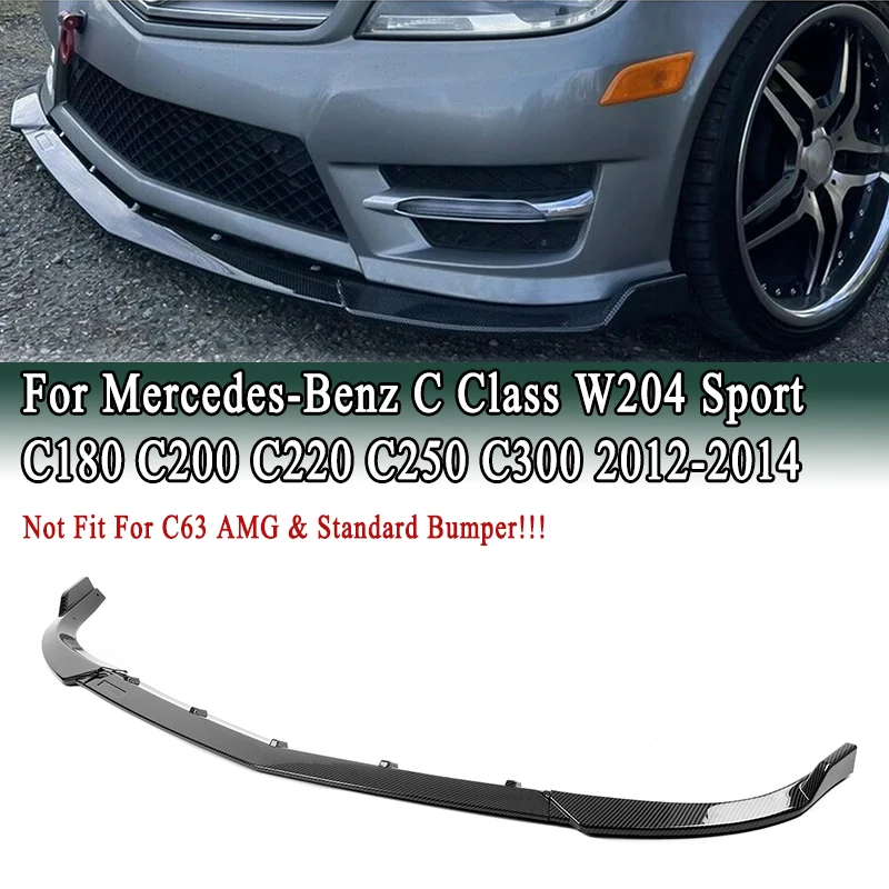 

Для Mercedes-Benz W204 C200 C250 C300 Sport 2012-2014 передний разделитель губ, нижний бампер, спойлер, защитная защита, карбоновый черный