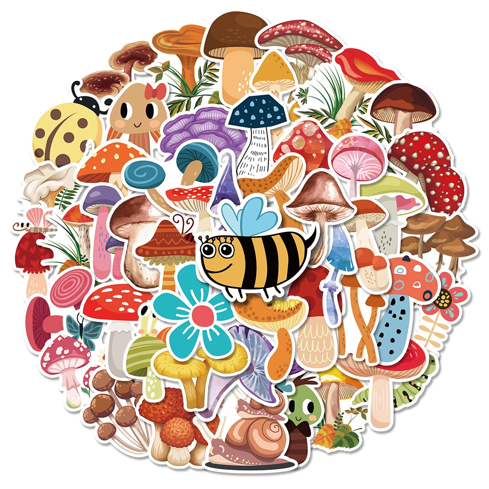 

10/30/50PCS Cute Cartoon Mushroom Plant Graffiti Stickers Scrapbook Laptop Luggage DIY Notebook Stationery Sticker Decal Kid Toy