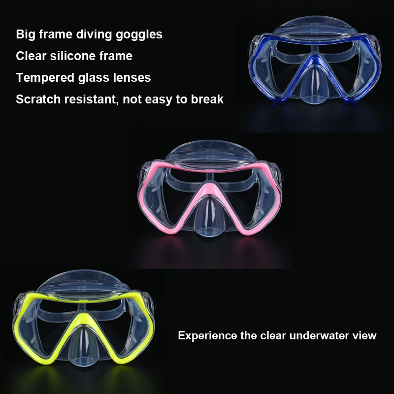 

Diving goggles for men Hd transparent large frame ultra wide field of view diving mask Scuba liquid silicone freediving goggles