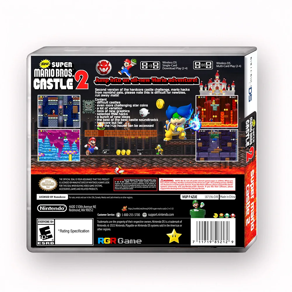 NDS Cartridge Game Cards New Super Mario Bros Castle 2 Classical 2D Action-adventure Game Collection Original Card Kid Toy Gifts