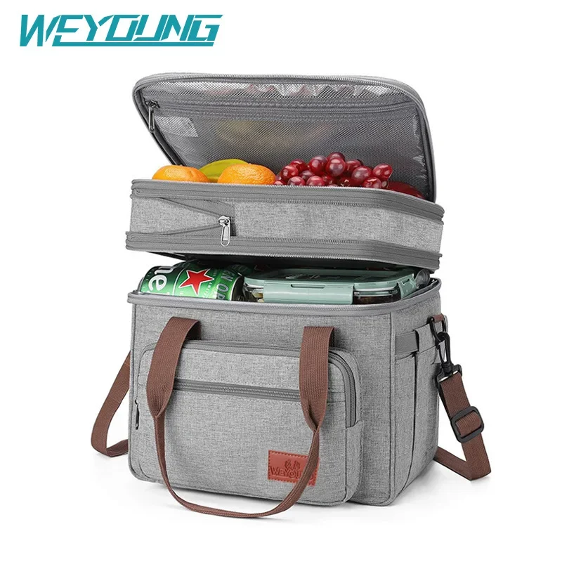 New Portable Insulation Picnic Bag Large Capacity Double-layer Camping Fresh-keeping Ice Pack Multifunctional Lunch Box