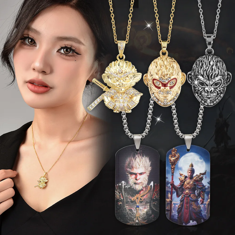 

Black Myth Wukong Necklace Pendant, exquisite Monkey King, diamond-encrusted accessory for men and women