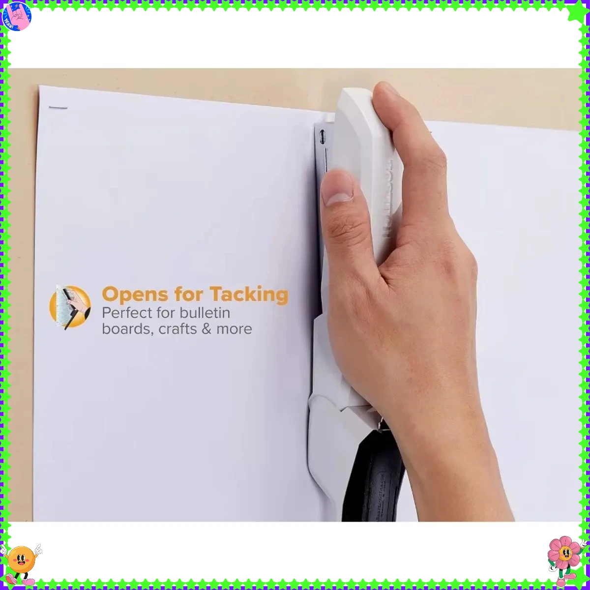 Cucitrice 3 in 1 con rimozione integrata e conservazione punti metallici, contiene 420 punti metallici, contiene 20 fogli, leggera, bianca