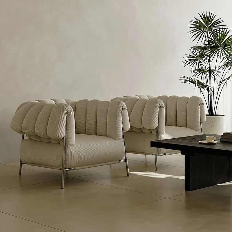 Franse Retro Brood Luie Rugstoel Netto Rode Designer Eenvoudige Vrijetijdsstoel Speciaal gevormde enkele fauteuil