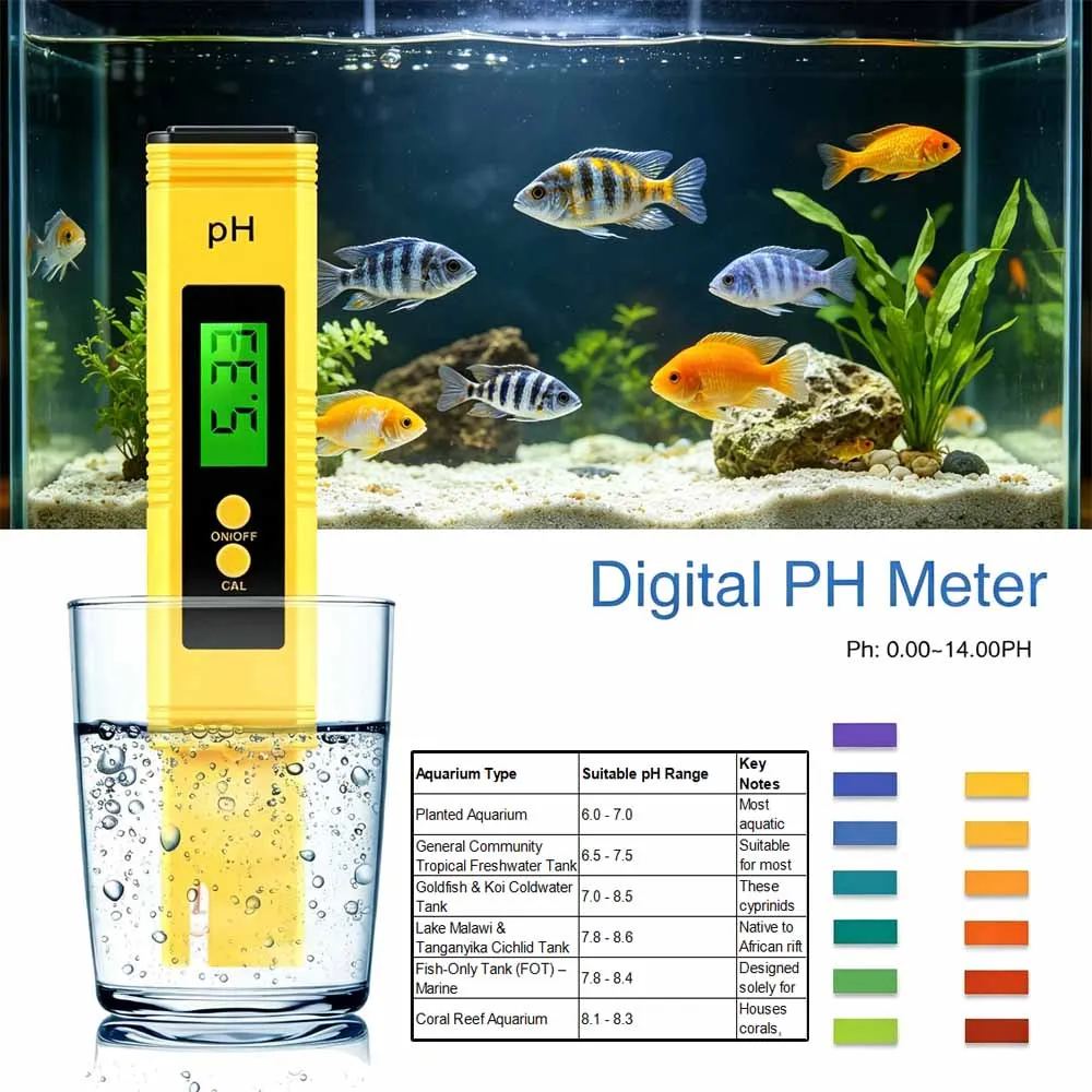 PH-Meter mit 0,01 Hoher Präzision für Wasserqualitätstests mit Messbereich 0-14, Geeignet für Aquarien und Schwimmbäder – Detail 1