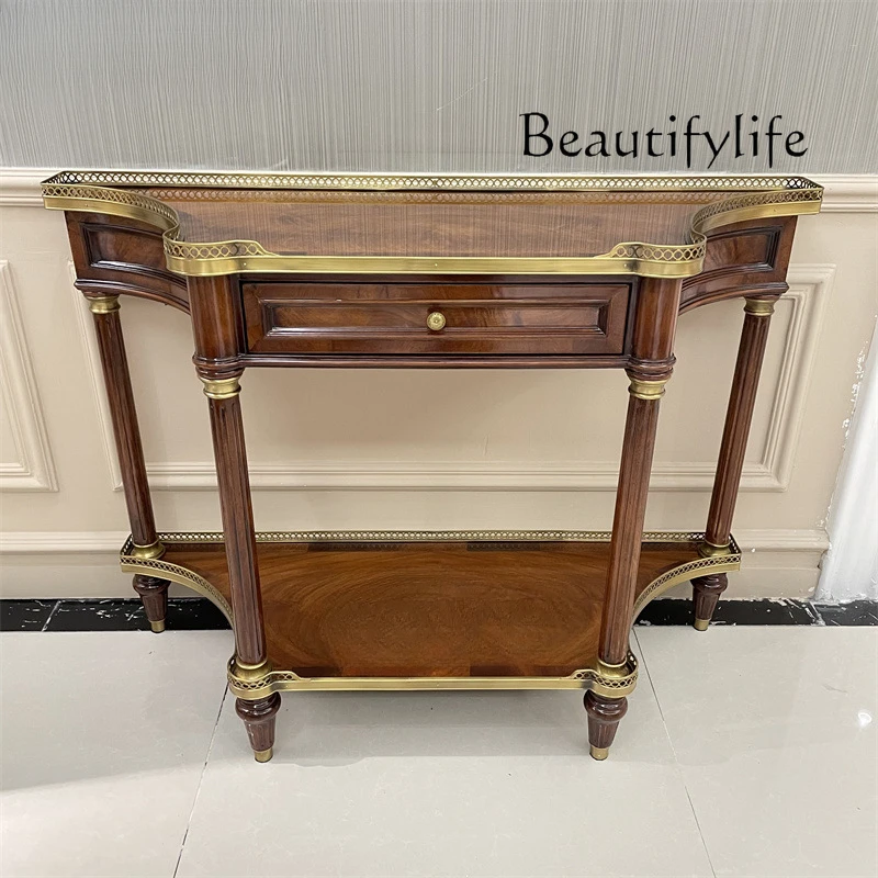 

European-style entrance cabinet Villa classical solid wood decorative cabinet Locker foyer entrance luxury entrance rack