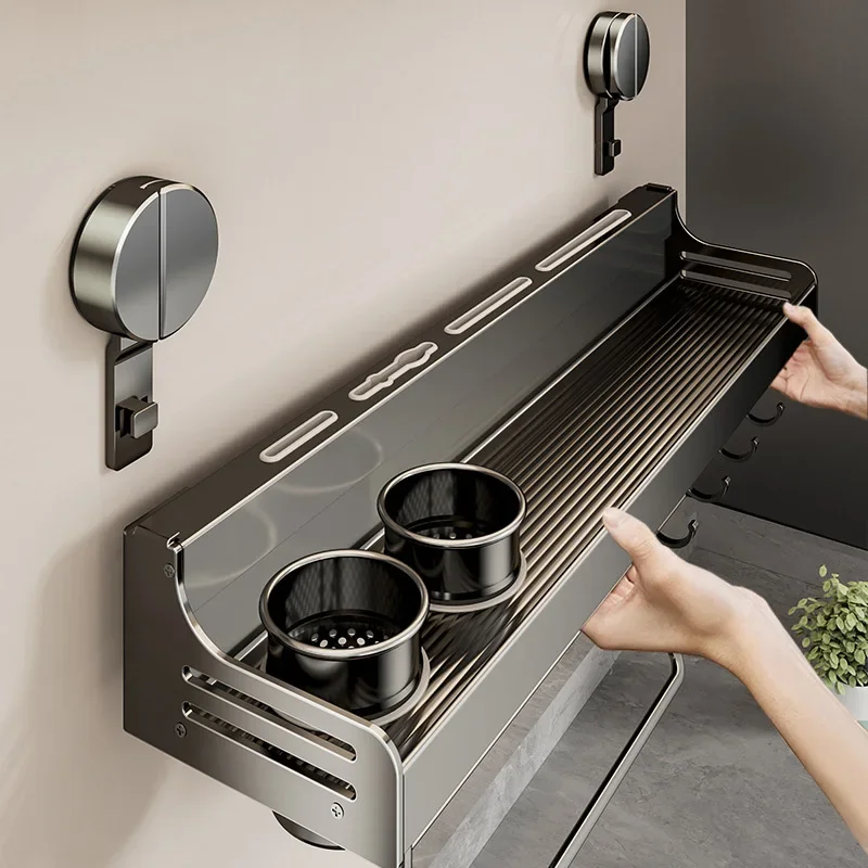 

Modern Design Multifunctional Kitchen Storage Rack Punch- Seasoning Rack and Knife Storage Solution for Household Use