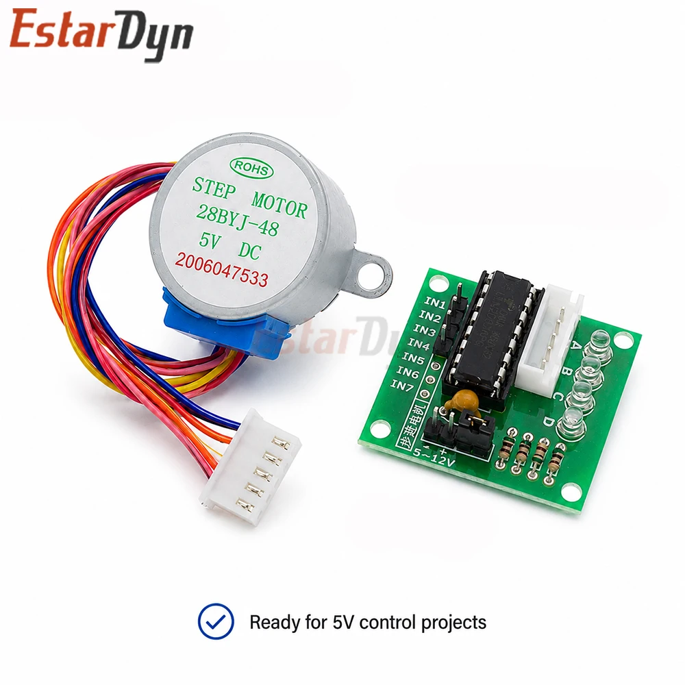 Estardyn 28BYJ-48 5V Stepper Motor Kit with ULN2003 Driver Board 4 Phase DC Geared Step Motor for PIC MCU DIY Robot