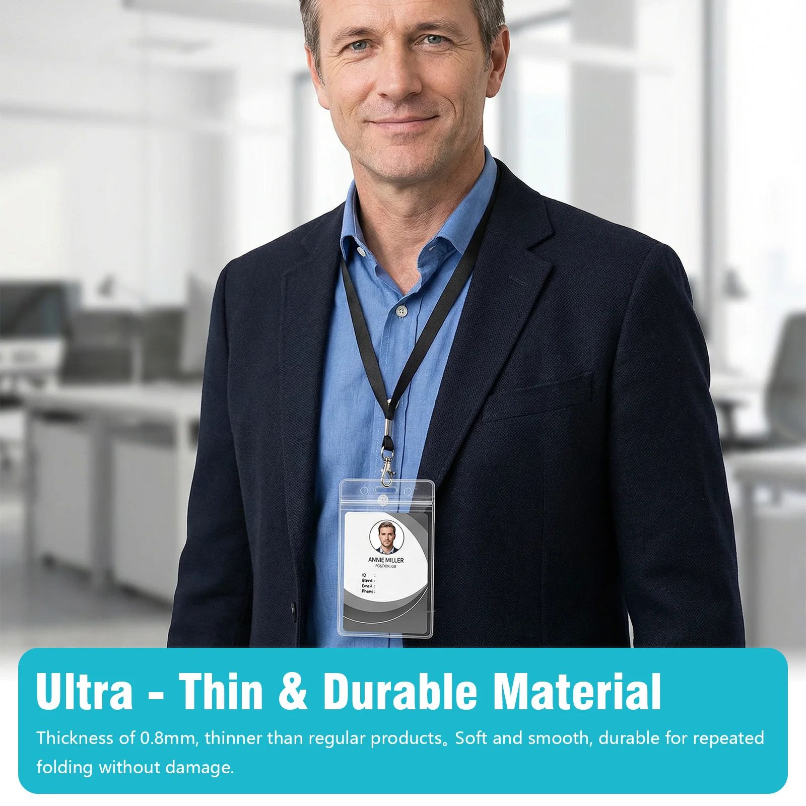 

Упаковка из 1000 штук: пластиковые защитные чехлы-пакеты для карт, многоразовые, водонепроницаемые, для удостоверений/бейджей, 2,5x3,5 дюйма, для офиса, фабрики, школы