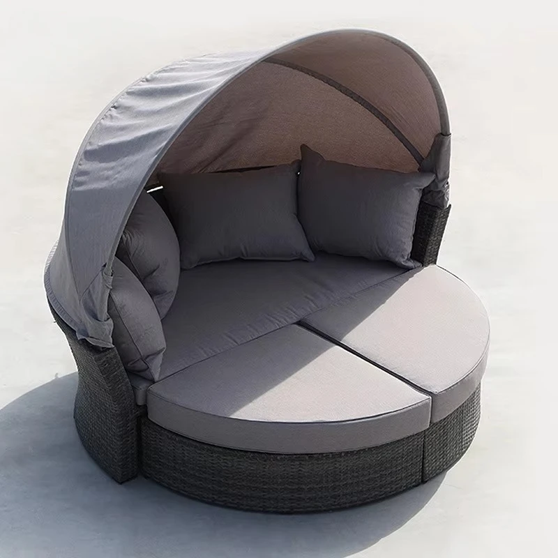 Outdoor round sofa round bed Furniture Garden sofa round bed Outdoor rattan comfortable bed