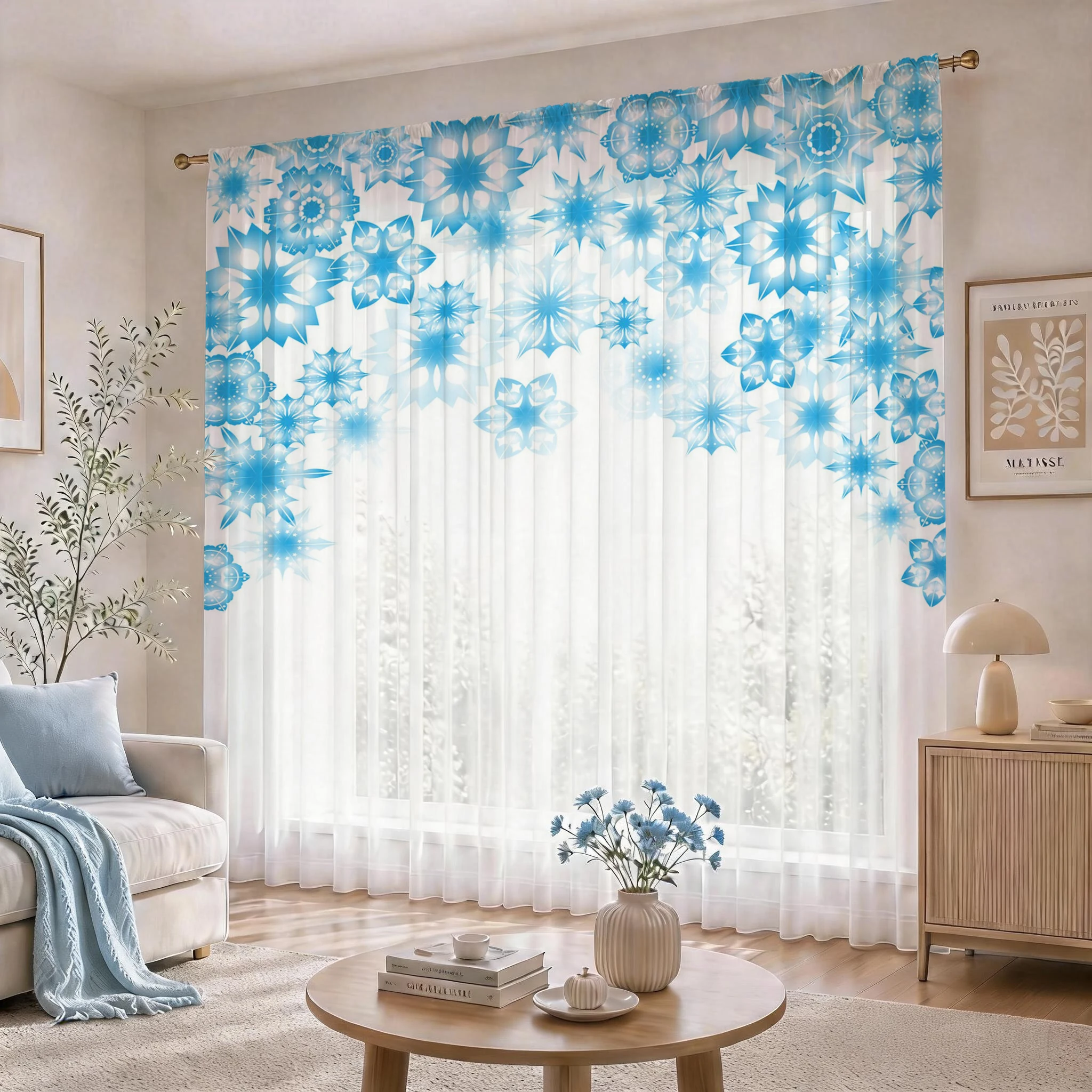 Blue Star Modern Gradient Sheer Curtain, Good Quality Light Reducing Luxurious Voile for Living/Bedroom/Kids Room,Day Gift - view 2