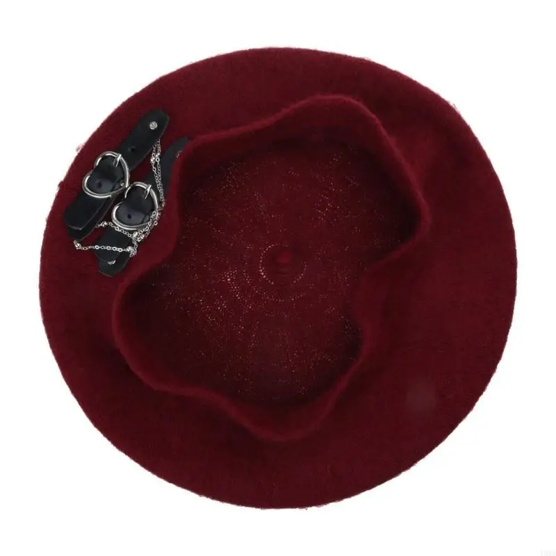 قبعة لوليتا للبنات بإبزيم على شكل قلب JK قبعة بيريه كاجوال رائعة JK قابلة للتنفس 49 ميجابايت #2