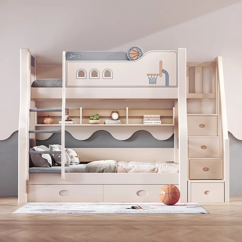 Upper and lower bunk beds Solid wood cherry wood children's beds Upper and lower bunks Mother and child beds Small apartment boy