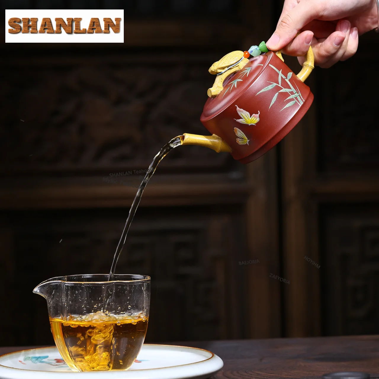 HOYIHM 200ml Retro Yixing Purple Clay Teapots Handmade Cicada Pot Raw Ore Red Clear Water Mud Kettle Zisha Tea Set Tableware Cha