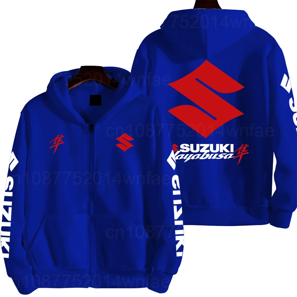 Jaqueta com Zíper para Homens da Equipe de Motociclismo Suzuki, Nova Coleção Primavera e Outono, Roupas de Esporte ao Ar Livre, Casaco Feminino