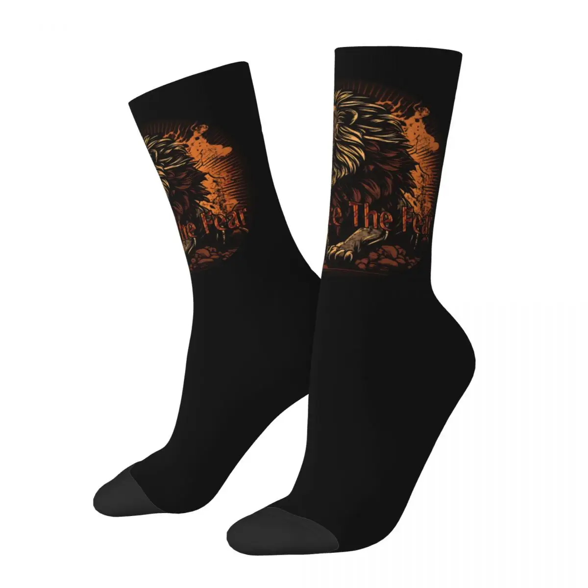 Happy Funny Men's compression Socks The Fear Lion Retro Harajuku Embrace Street Style Novelty Pattern Crew Crazy Sock