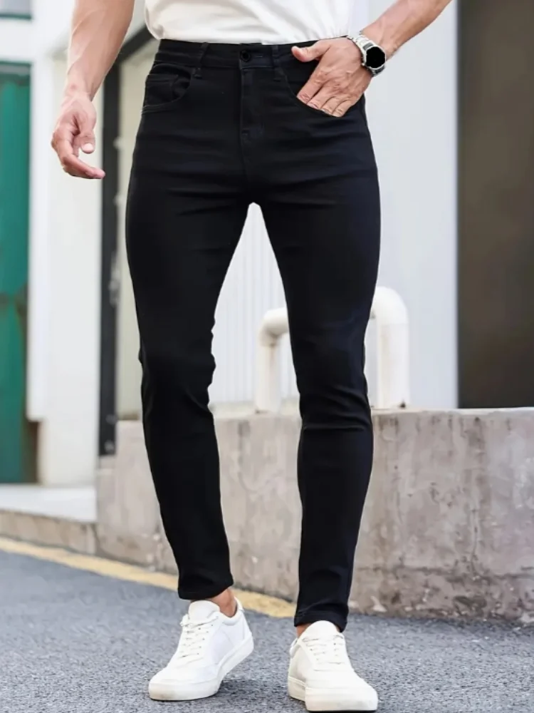Мужские черные джинсы Slim Fit, вечный силуэт встречает современную эргономику